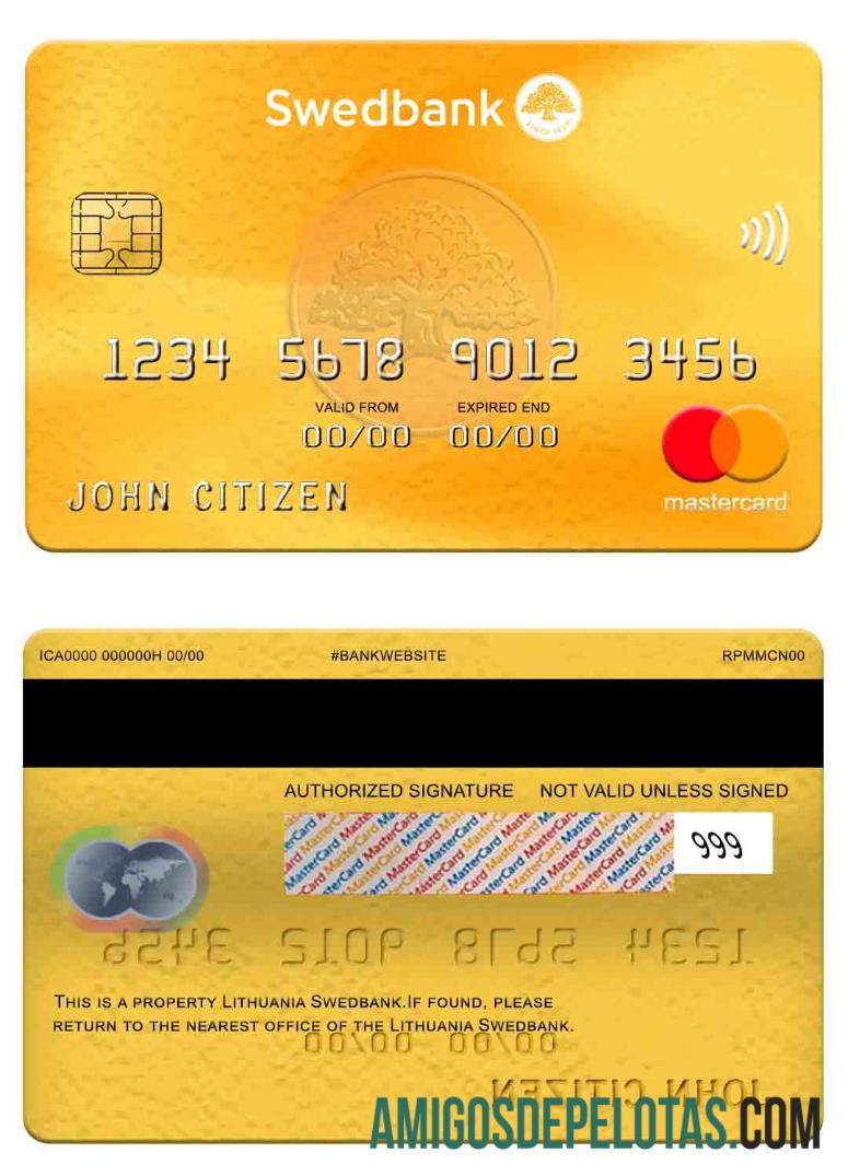Lithuania Swedbank Mastercard sample